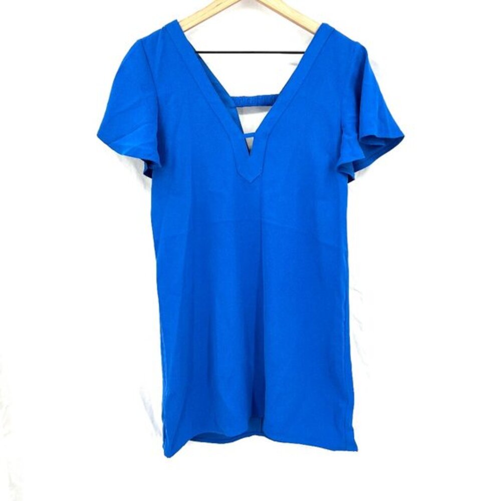 NEW Jack BB Dakota bright blue shift mini dress v-neck classic 0 to 100 XS